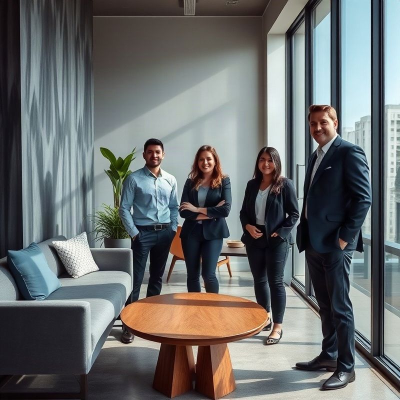 Equipe de consultoria imobiliária em escritório moderno de Recife
