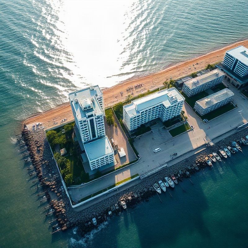 Vista aérea dos edifícios da orla de Boa Viagem em Recife