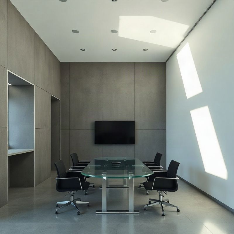 Sala de reunião minimalista da Potteryjournalx em Recife